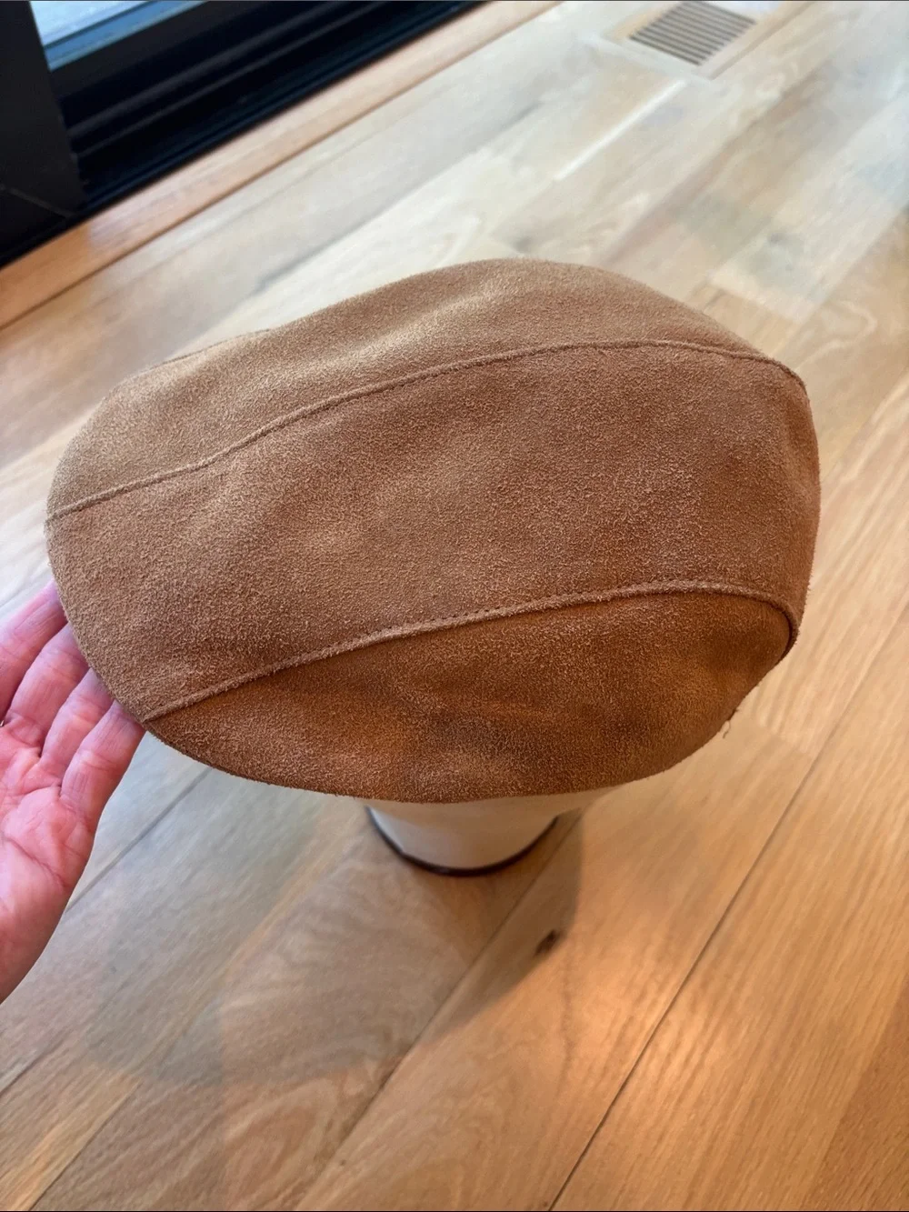 Vintage Paula Suede Newsboy Cap Beige